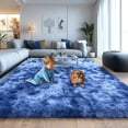 thumbnail image 1 of Plush Rugs for Living Room, Soft Shaggy Carpets for Living Room, Upgrade Anti-Skid Fuzzy Rugs for Kids' Room, Perfect Decor for Modern Home Tie Dye Blue 5x7 Feet, 1 of 15