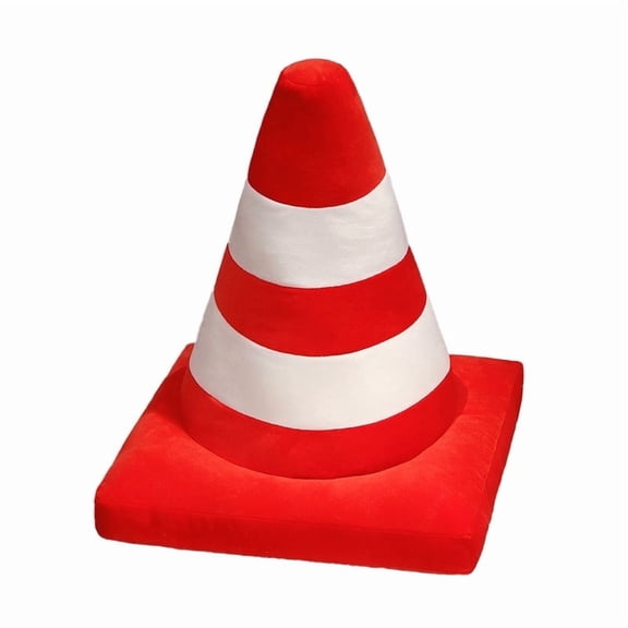 Plush Safety Traffic Cone Toy Pillow Soft Simulation Red Roadblock Stuffed Model Cute Plushies Roadblock Dolls for Photo Prop Construction Party Favors,17.7''