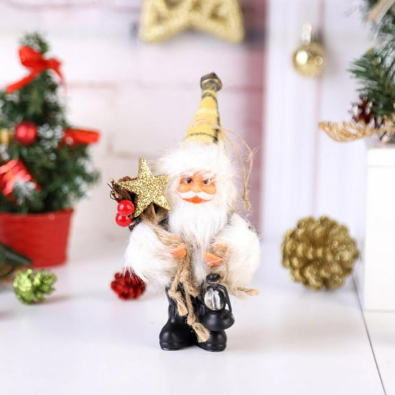 Plush Santa Claus with Kerosene Lamp, Vintage Home Decor Ornaments Holiday Decorations