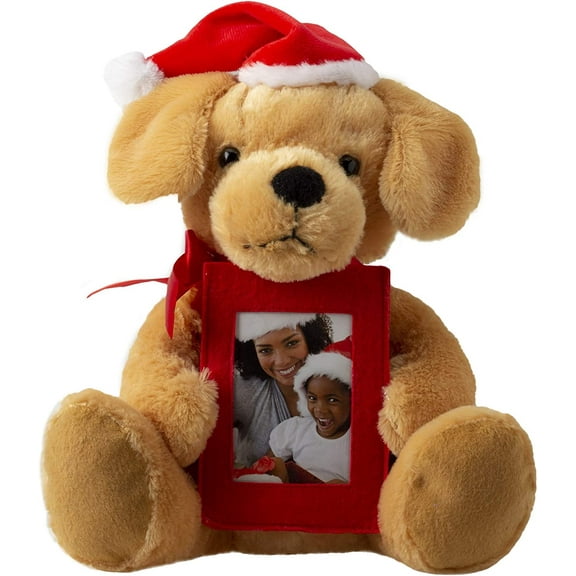 Plush Santa Dog with 2.5" x 3.5" Picture Frame