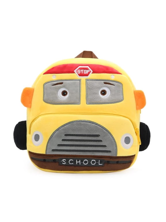 Plush School Bus Backpack, 3D Car Carrying Bag with Adjustable Straps
