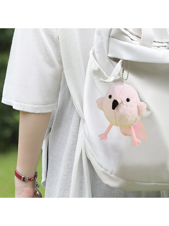 Plush Schoolbag Keychain, Plush Keychain Cartoon Bird for Bags and Keys Adorable Plush Keychain Toy(Pink)