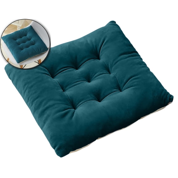 Plush Seat Cushion with Strap – 15.7"x15.7"x2" Thick Office Chair Pad for Home – Washable, 9-Point Grip Bottom for Stool, Desk