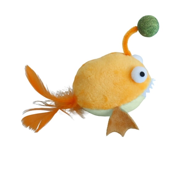 Plush Self-Amusing Cat Toy with Anglerfish Design Oral Cleaning Teething Stick Silvervine Infused for Indoor Cats Entertainment