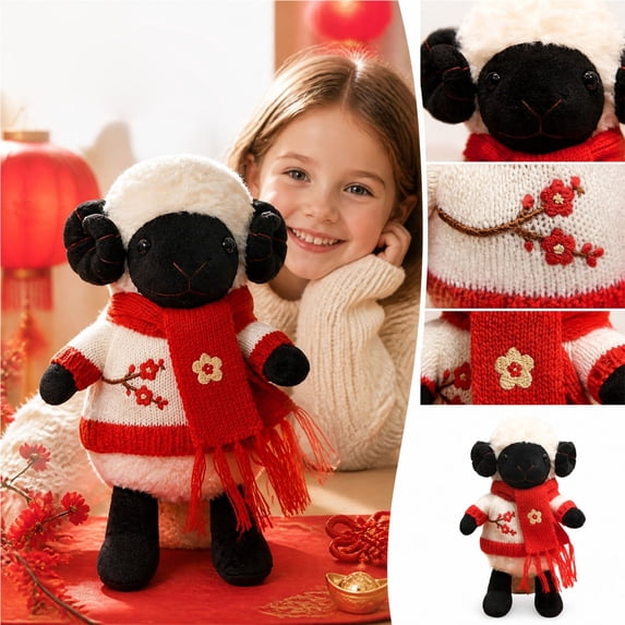 Plush Sheep Stuffed Animal, Year of The Lamb Mascot, Soft Cute Doll for ...
