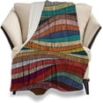 thumbnail image 1 of Plush Sherpa Fleece Throw, Soft Fuzzy Velvet Warm Winter Blanket for Kids Adults, Luxury Microfiber Flannel Thick Blanket for Sofa Couch Bed, 50 x 60 Inches, Wavy Bohemian Print, 1 of 6