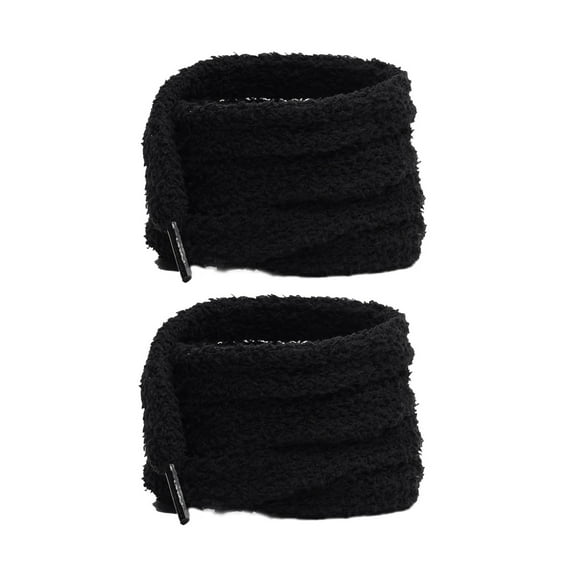 Plush Shoelaces 1-Pairs, Fuzzy Soft Shoe Laces for Women Men, 47 Inches Comfort Fluffy Laces for Sneakers, Casual Shoes, Easy to Replace, Black