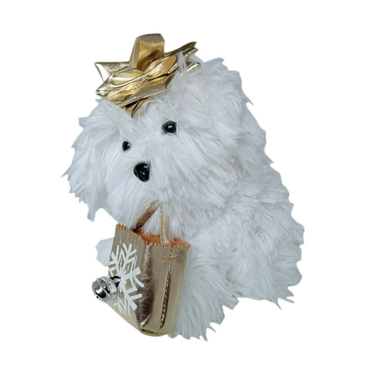 Animated Musical White Puppy Plush Sings Jingle Bells, Silly