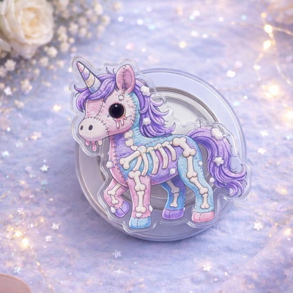 Plush Skeleton Unicorn Phone, Stitched Kawaii Aesthetic Phone, Creepy Phone Grip, Spooky Style Phone Holder, E-Reader Accessory