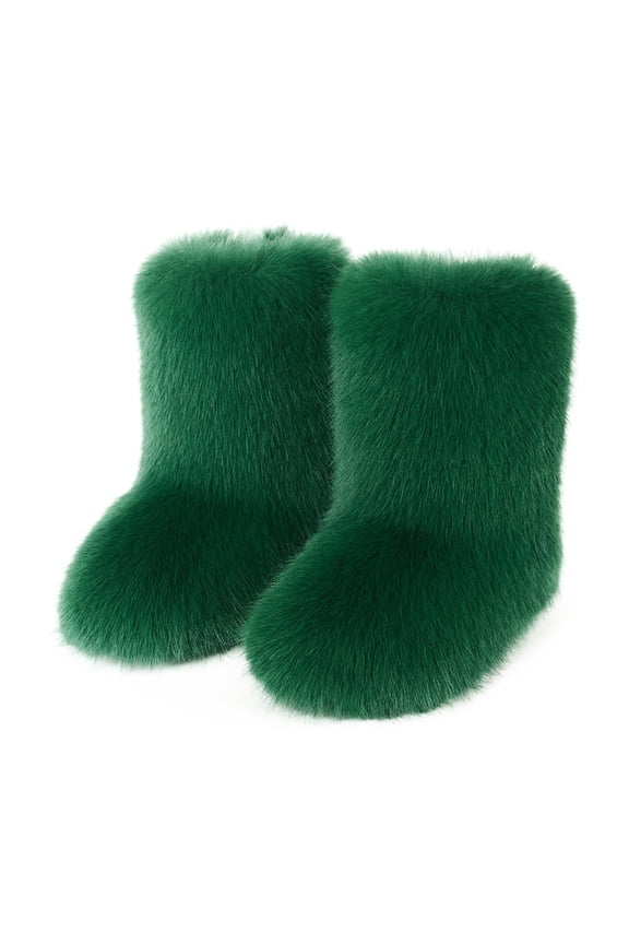 Plush Slipper Booties for Women Winter Warm Fashion Indoor Home Slip on Shoes Lightweight Casual Ankle Boots Green Size 10