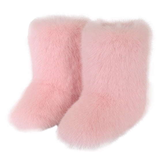 Plush Slipper Booties for Women Winter Warm Fashion Indoor Home Slip on Shoes Lightweight Casual Ankle Boots Pink Size 8.5