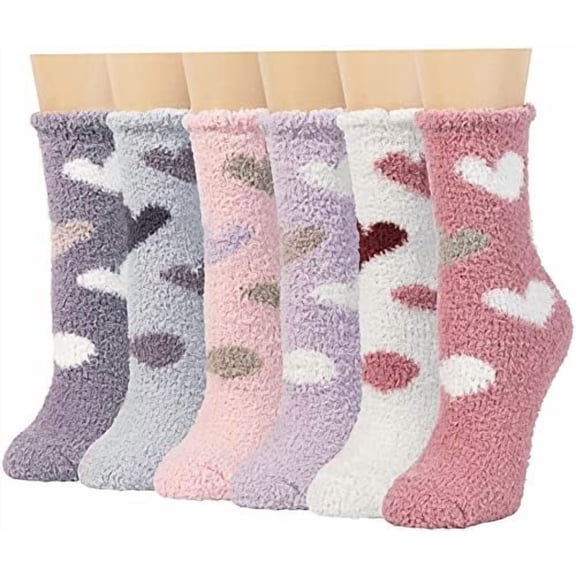 Plush Slipper Socks Women - Colorful Warm Fuzzy Crew Socks Cozy Soft for Winter Indoor