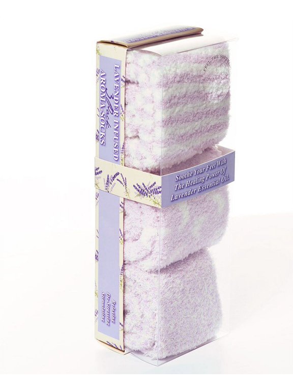 Aromasoles Essential Oil Infused Warm Cozy Slipper Socks, 3 Pack, Lavender Infused