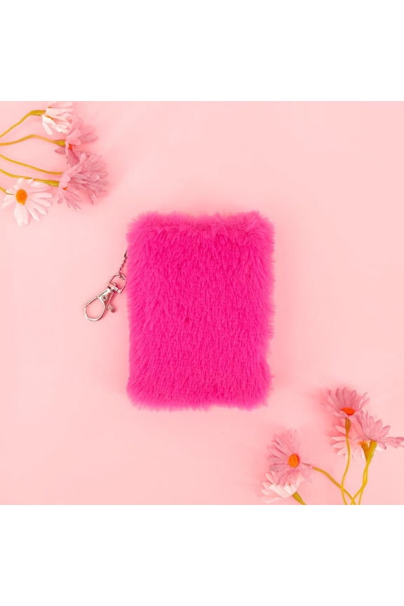 Plush Small Notebook with Keychain Student Mini Diary Planner Small Book Journal Diary Notepad For Girls School Stationery Gift