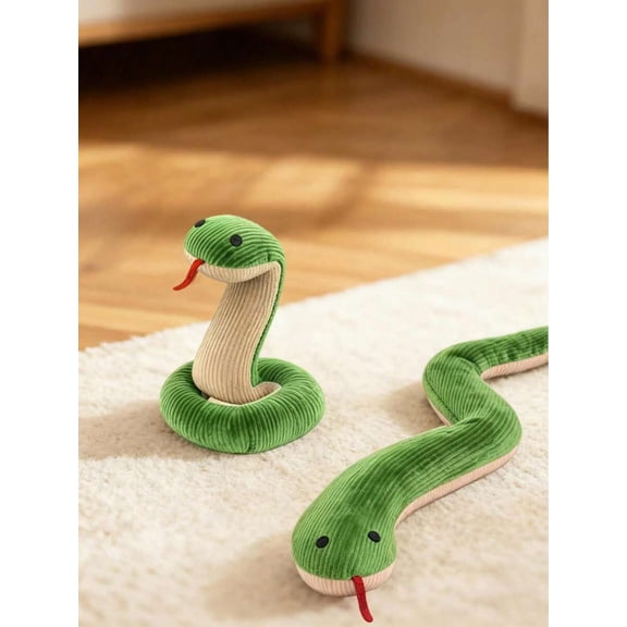 Plush Snake Sound Toy For Cats And Dogs - 2 Small Green Snakes