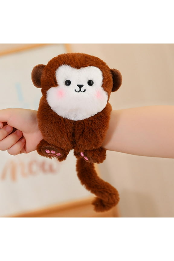 Plush Snap Bracelet Toy | Soft Furry Doll Slap Wristband | Cute Animal Plushies | Transformable Wearable Accessory | Comfortable Wool Fabric | 23cm Length | Single Pack