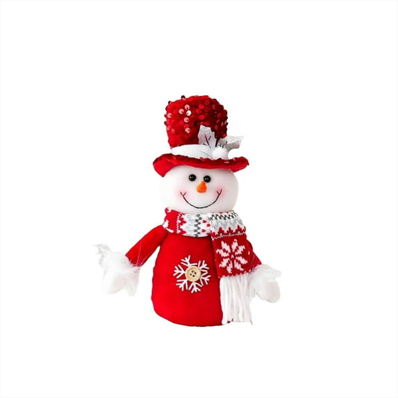 Plush Snowman Decorations - Xmas Stuffed Snowman for Indoor Table, Christmas Day, Holiday Party, Bedside Table, Winter Decoration, Birthday Gift