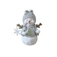 thumbnail image 1 of Plush Snowman Figurine Decorative Ornament with Knitted Sweater Hat Bow and Snowflake Pendant for Winter Holiday Display, 1 of 5