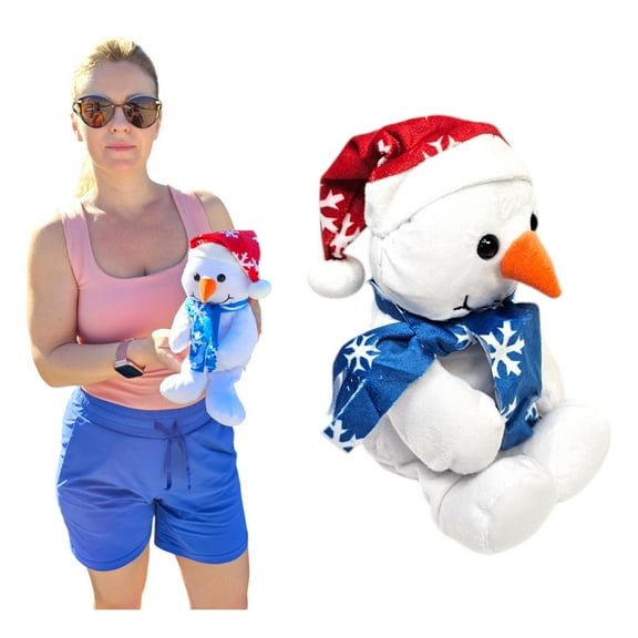 Plush Snowman (Red Snowflake Hat) (10 Inch) Stuffed Christmas Toy Perfect for Holiday Season Stocking Stuffer Decoration