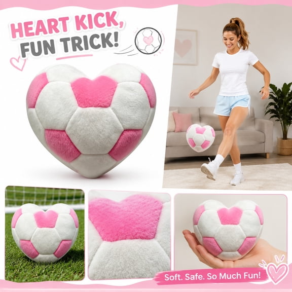 Plush Soccer Ball Toys, Pink Soccer Ball, Plush Heart Pillow, Soccer Themed Gift, Kids Room Decor, 2.5X2.5X2.5 Inch Soft Stuffed Toys Made of Fluffy Material with Gentle Soft