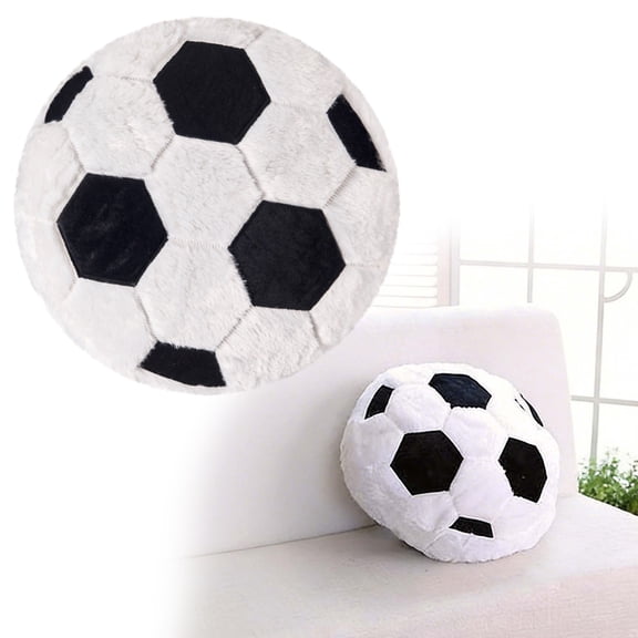 Plush Soccer Pillow, Round Ball Throw Pillow, Football Shaped Decorative Throw Pillow for Kids Room, Sofa, Bed-Soft & Fluffy Valentines Day Gifts 13.7 Inch