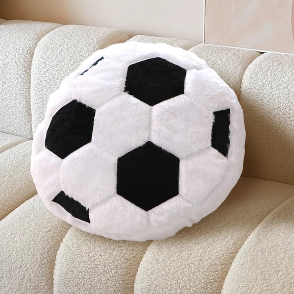 Plush Soccer Pillow,Round Ball Throw Pillow,Football Shaped Decorative Throw Pillow for Kids Room,Sofa,Bed-Soft & Fluffy, 15.7 Inch (40 cm)