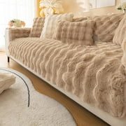 Plush Sofa Cover 1 2 3 Seater, Soft Warm Sofa Slipcover For Corner L Shape 1 2 3 Seater, Non-Slip Velvet Sofa Cushion Covers, Thick Furniture Protector for Kids, Pets Coffee, 70x180cm