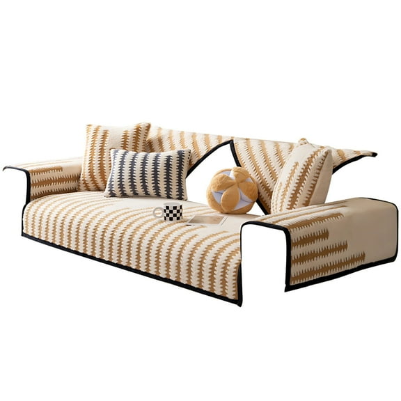 Plush Sofa Cover,Thickened Flannel Houndstooth Couch Protector,Modern Anti-Slip Sectional Sofa Mat,Luxurious Long-Lasting Furniture Throw,Winter Home Decor,35.4*110.2 inch
