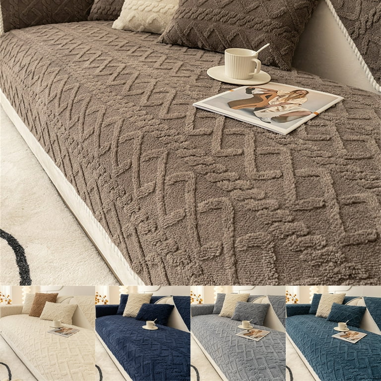 Plush Sofa Cushion Non slip Cushion Cover Thickened Jacquard Cotton Velvet All Inclusive Universal Living Room Sofa Cover Back Coffee 70x70cm Walmart