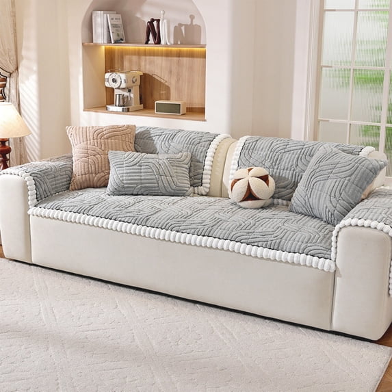 Plush Sofa Cushion, One-Piece Velvet Seat Pad with Non-Slip Backing, Soft Furniture Protector for Couches and Benches