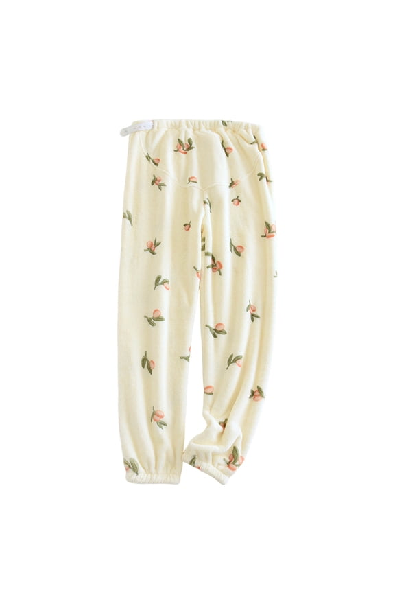 Plush Soft Maternity Pajama Pants for Women Adjustable Waist Winter Fuzzy Pjs Bottom Comfy Pregnancy Lounge Sleepwear