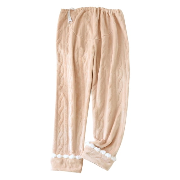 Plush Soft Maternity Pajama Pants for Women Comfy Adjustable Waist Winter Fuzzy Pjs Bottom Warm Fleece Pregnancy Sleepwear