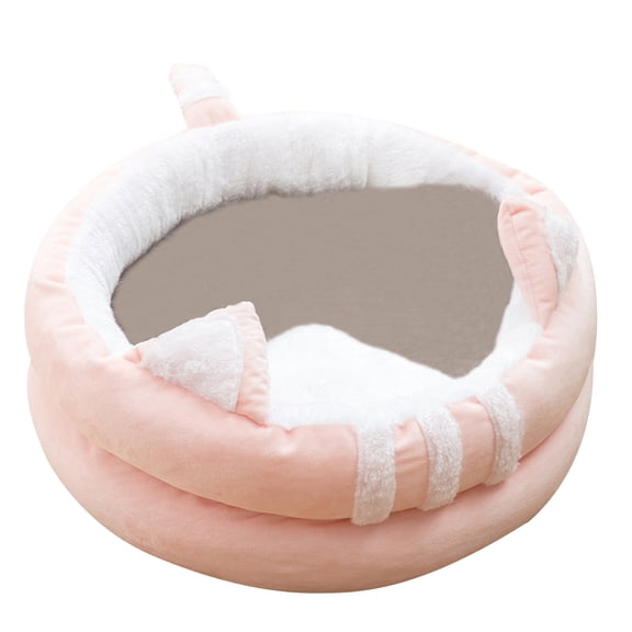 Plush Soft Pet Bed Calming Bed Small Dog Bed Round Cozy Cave Cat Beds for Small Plush Cuddler Puppy Pet Bed Anti-Slip Bottom