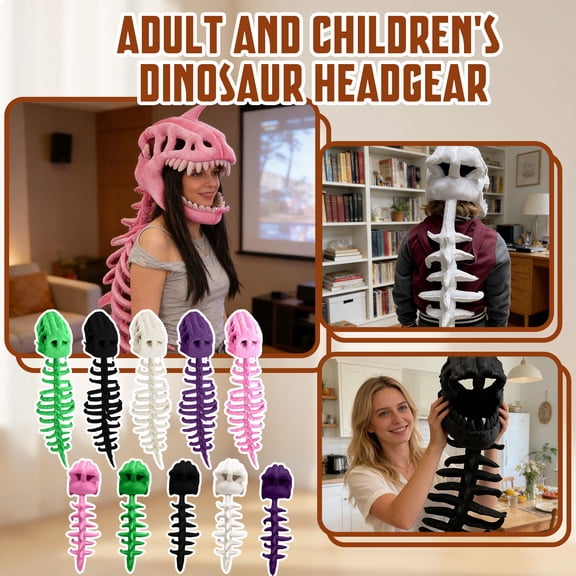 Plush, Soft Touch Purple 46 Inch Dinosaur Skeleton Model, Full Dinosaur Skull and Rib Spine Halloween Decor, Adult Dino Skeleton Prop, Kids Friendly Non-Scary Decoration Perfect