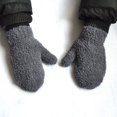 thumbnail image 1 of Plush Soft Winter Gloves, Warm Fleece Lined Mittens with Elastic Wrist, Comfortable Full Finger Cold Weather Gloves, 6 Color Options for Babies and Kids Dark Gray, 1 of 4