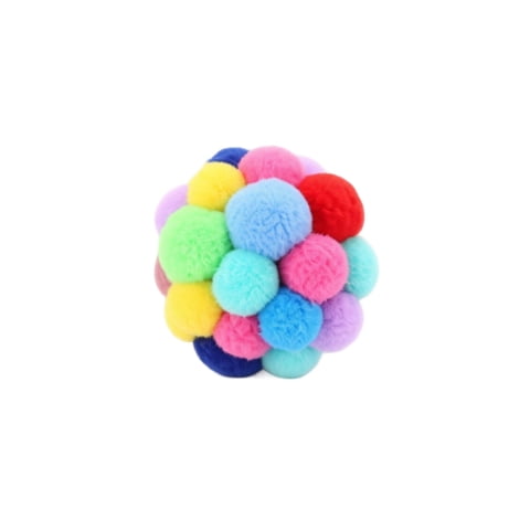 Plush Sound Ball for Cats Soft Bell Toy Multi Pom Pom Interactive Playtime Entertainment