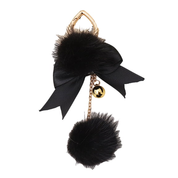 Plush Sphere Keychain With Bowknot Charm Portable Furry Sphere Keychain with Bowknot Charm for Personalizing Item