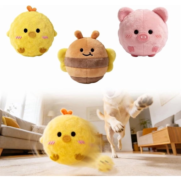 Plush Spiky Dog Ball, 2026 New Dog Squeak Toys Balls with Softer TPR Spikes for Teeth Cleaning, Durable Washable Interactive Bounce Balls for Small Medium Dogs (3, Multiple Colors) P