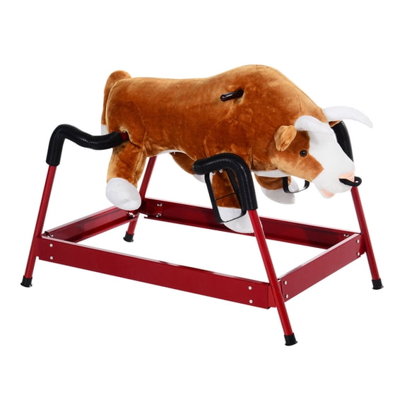 Plush Spring Rocking Horse Ride On Bull with Realistic Sounds, Soft & Durable for Active Play, Supports up to 132 lbs