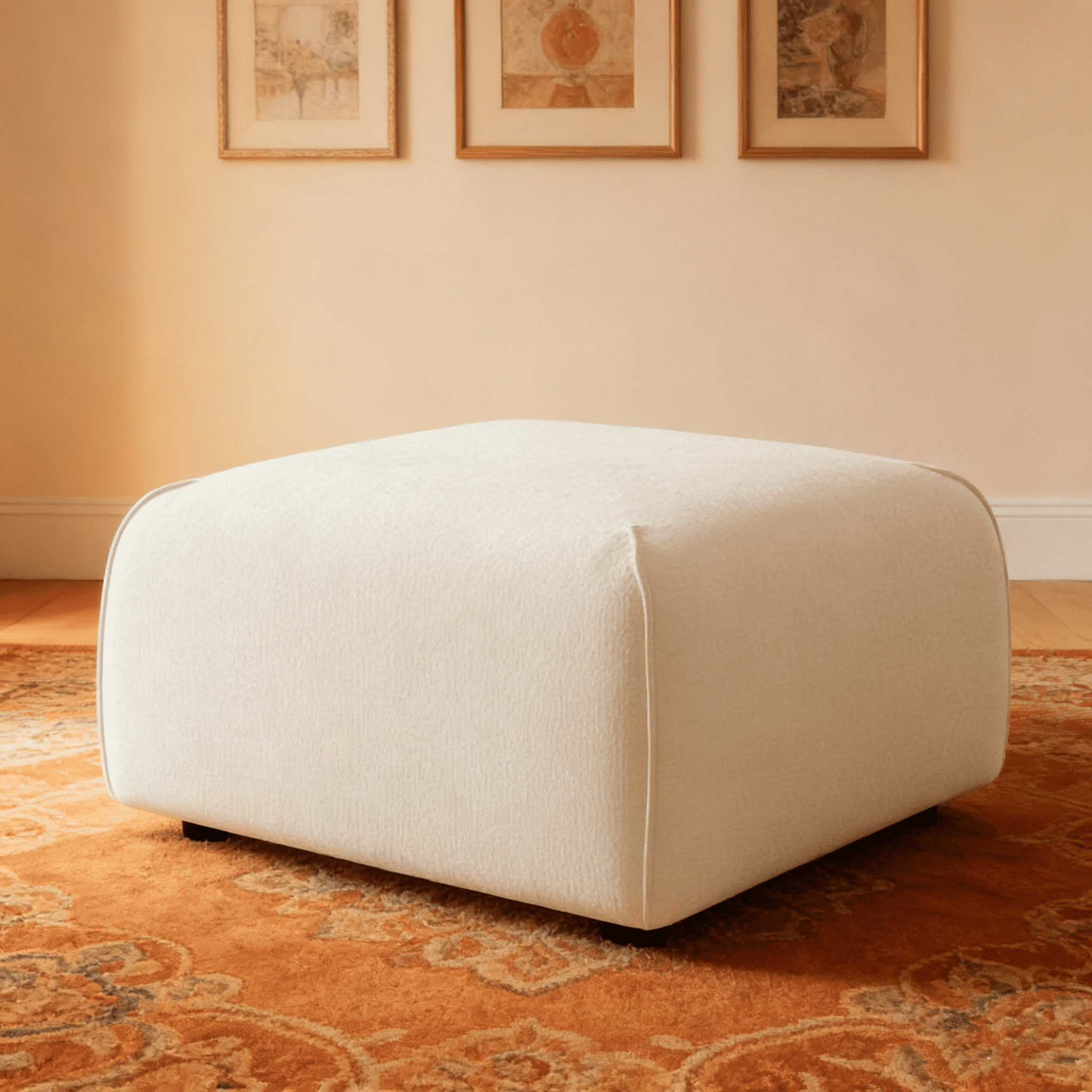 Plush Square Ottoman - Multi-Functional Extra Seating for Living Room, Bedroom, Home Office - Upholstered Footrest Stool with Soft Padding for Relaxation