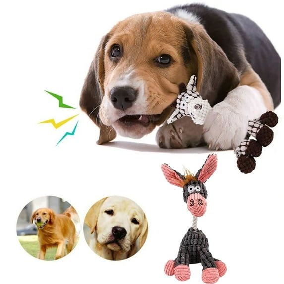 Plush Squeak Pet Dog Toy Dog Plush Sound Toy Squeaky Toys Interactive Stuffed Dogs Chew Toy Squeak Toy for Small Medium Large Dogs 11.02 Inch(Donkey)