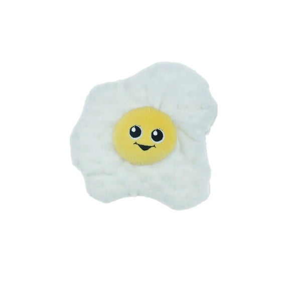 Plush Squeaker Toys for Small to Medium Dogs Food Junkies Funny Snack Characters (7 Inch Fried Egg)
