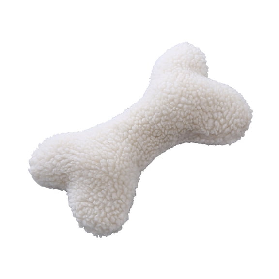Plush Squeaky Bone Dog Toy,Soft Lamb Wool Chewing Toy with Built-in Sound,Washable Interactive Fetch Toy for Small Medium Dogs