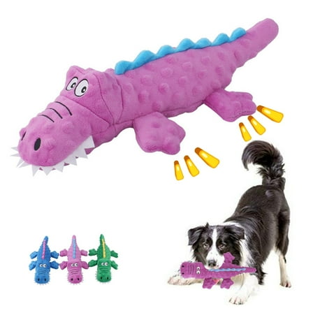 Plush Squeaky Dog Chew Toy with Chew Guard Technology - Soft, Durable & Interactive Puppy Toy for Cuddling & Play - Blue/Green/Purple, 14.5x7.5x6 Inches