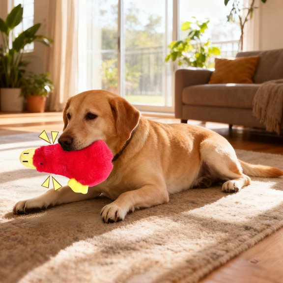 Plush Squeaky Dog Toy Duck Shape With Oral Care Function For Chewing Anxiety Relief Interactive Play