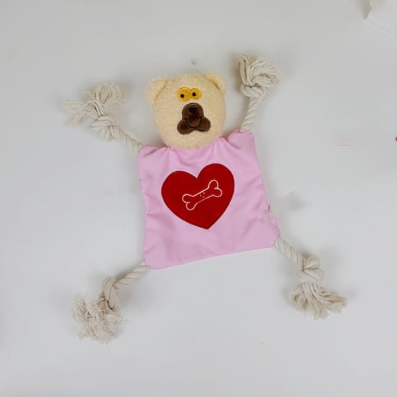 Plush Squeaky Dog Toys with Rope Tug Design, Interactive Snuffle & Chew Toys for Puppies & Small Dogs, Heart-Printed Animal Tug-of-War Toys, Ideal for Boredom Relief & Dental Health