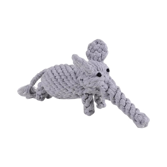 Plush Squeaky Elephant Dog Toy with Cotton Rope, Long-Lasting Interactive Chew Toy for Small and Medium Pet Play, Gray
