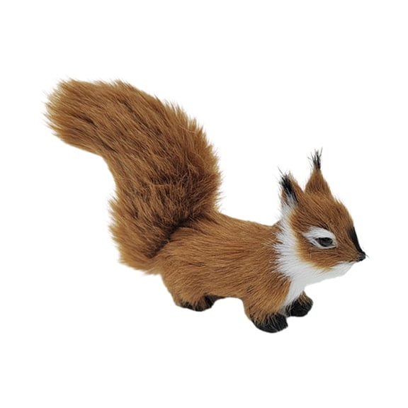 Plush Squirrel Ornament Squirrel Figurine Holiday Party Xmas Lifelike Stuffed Squirrel Plush Doll 12cm Simulation Animal Doll coffee