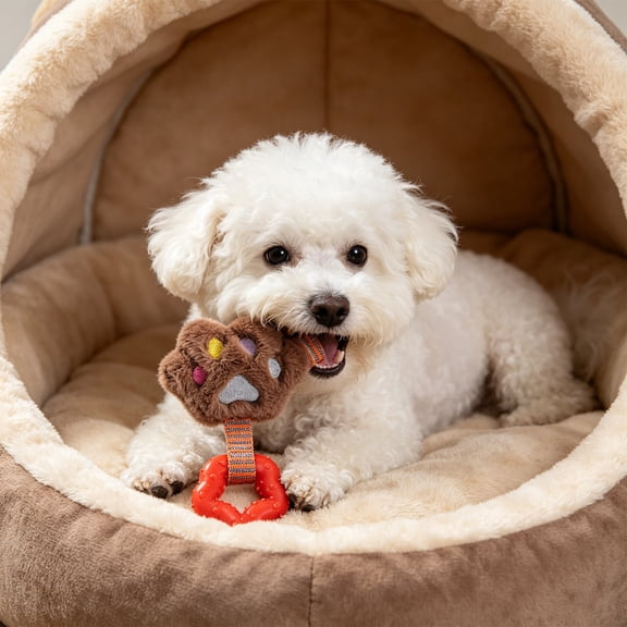 Plush Star Squeaky Dog Chew Toy with TPR Ring, 2-in-1 Interactive Dental Teething Toy, Durable Bite-Resistant Pet Toy for Small to Medium Dogs to Play and Relieve Boredom A