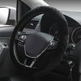 thumbnail image 1 of Plush Steering Wheel Cover, Flat Bottom Car Steering Wheel Protector D Cut Shaped, Universal Diameter 38 cm 15", Black, 1 of 9